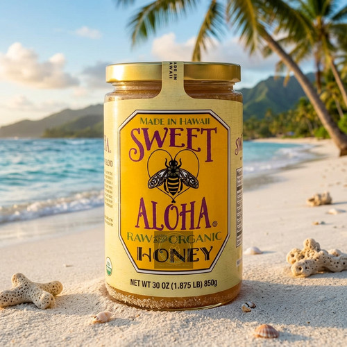 Sweet Aloha Organic Multi Floral Hawaiian Honey, Pure & Authentic, 16oz