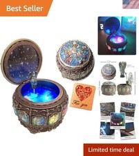 Exquisite Vintage Music Box with Zodiac Constellations & Rotating Goddess Lights
