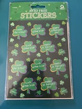 St Patrick  s Day Shamrock Stickers 4 Sheets Acid Free NIP