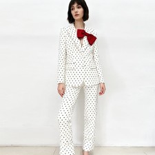 New Women's Elegant Slim Fit Party Bow Suit Jacket Long Pants Set Two-piece Sets