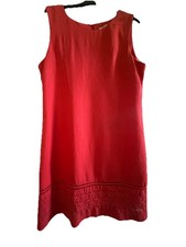 Peacocks Women's Red Linen Mix Sleeveless  Dress Fully Lined Size 12
