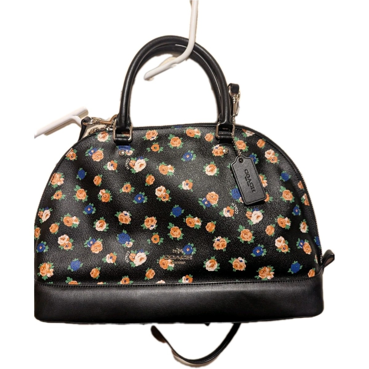Coach F57624 Mini Sierra Satchel in Tea Rose Floral Print On Black