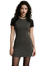 Garage Mesh Whimsigoth Witchcore Black Sleeves Gray Midi Dress Women Sz M