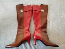 Salvatore Ferragamo Women's Tall Block Heel Italian Leather Boots Size 6 B