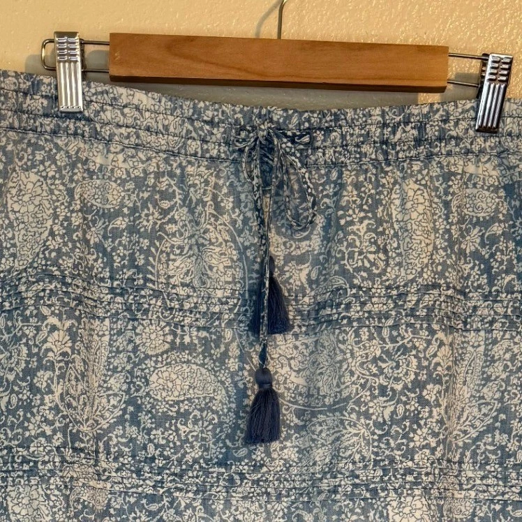 J.Jill Skirt Women L Blue Tiered Maxi Paisley Tassel Boho Peasant Festival - Image 2 of 4