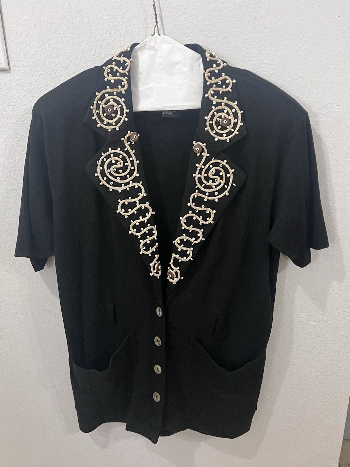 VTG IB Diffusion Black 2pc Set Beaded Shell Colla… - image 1