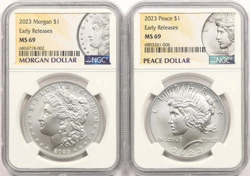 2023 $1 Morgan & Peace Dollar NGC MS69 Early Releases