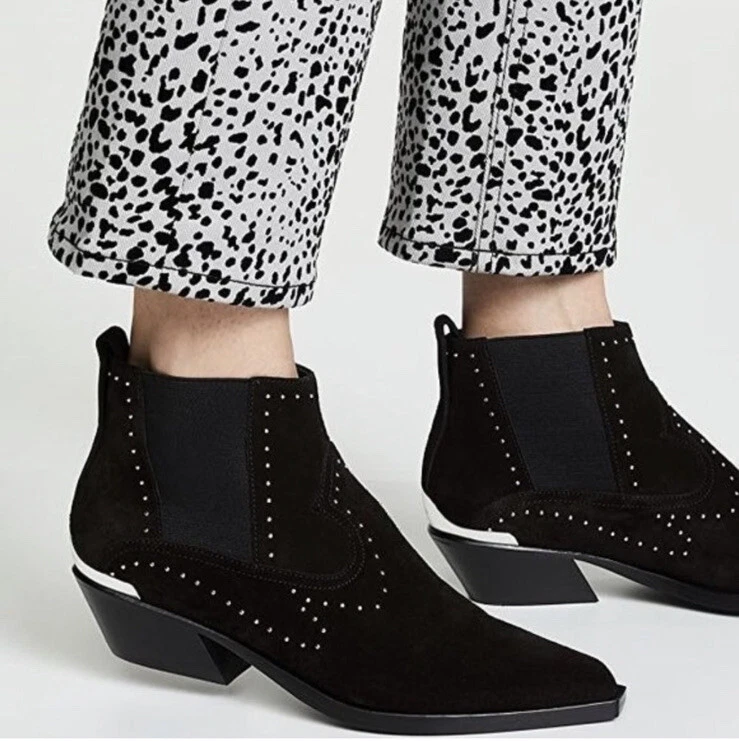 NWOT Rag Bone Size 5 35 Black Suede Westin Bootie Boots Stud