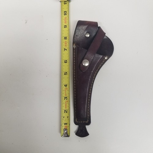 Vintage Brown Leather Left Hand Knife Belt Holster Sheath w/ Griffin Logo Stamp - Picture 5 of 9