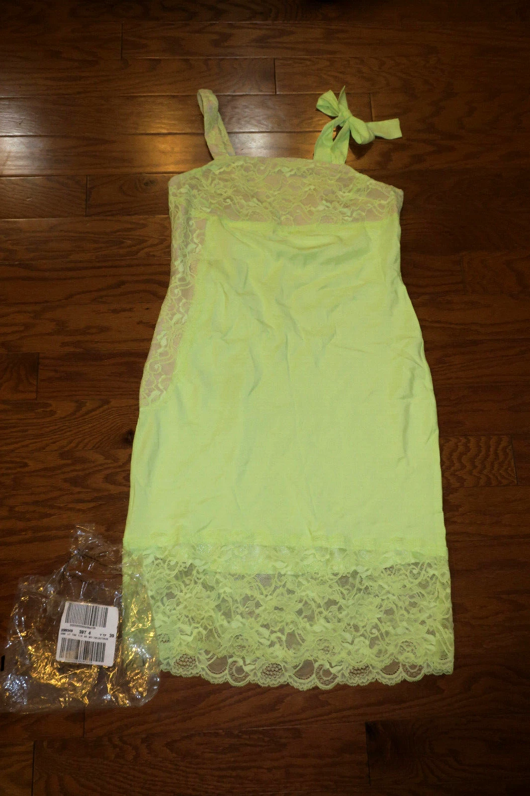 UNDERCOVER XS 4 VICTORIA'S SECRET ❤️ ABITO ESTIVO FESTA PIZZO RASO LUNGHEZZA GINOCCHIO GIALLO ❤️CRAVATTA