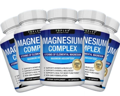 MARKENLOS Toplux Magnesium Complex 1,000 Mg, 8 Elemental Magnesium for Overall Wellness