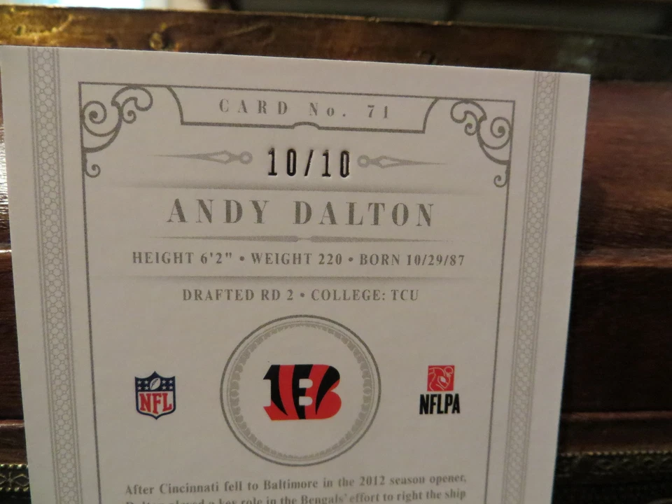 National Treasures Century Autograph Bengals Auto Andy Dalton 10/10 2012 - Image 4 of 4