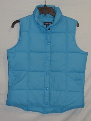 Lands End Womens Snap Up Down Puffer Vest Small 6-8 Nylon Blue