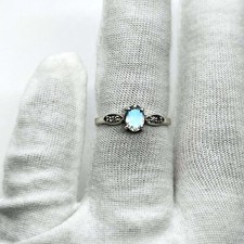 Dainty Natural Opal Ring   Delicate Sterling Silver Band   Gift for Her