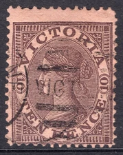 1863 VIC  QV 10d TEN PENCE Brown on Pink Victoria Australia          REF: QVB065