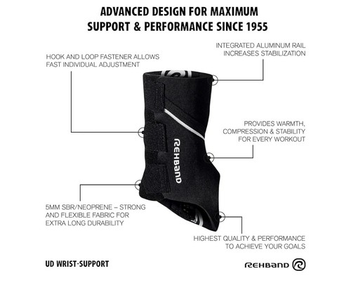 REHBAND 5mm Wrist Brace Neoprene Splint Adjustable Aluminum Left Side Size S/M - Picture 4 of 5