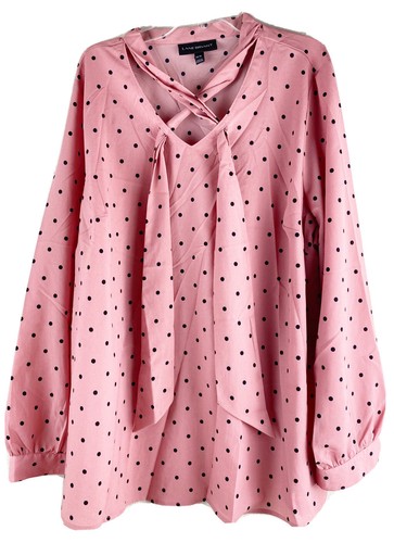 pink and black polka dot top