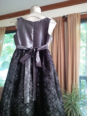 Robe Fille Jayne Copeland Argent/noir Brillant - Taille 8 Pour Occasion Spéciale, Occasion Très Bon état