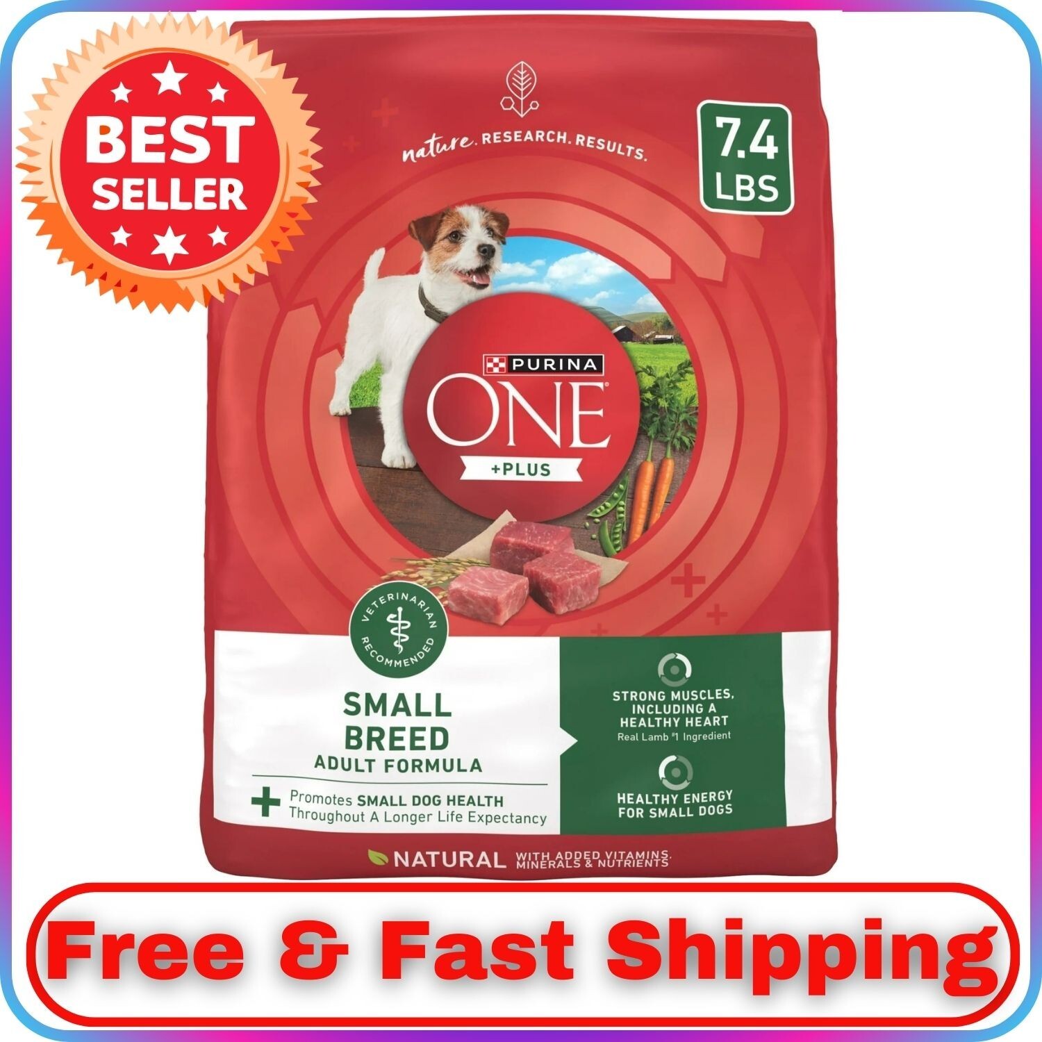Purina ONE Plus Adult Small Breed Dry Dog Food, Grain-Free Lamb & Rice, 7.4 lb