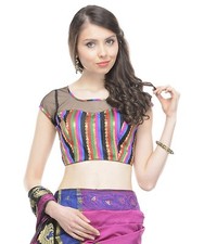 Formal Evening Blouse - Ladies Bohemian Brocade Net Dress Top Saree Choli 36"