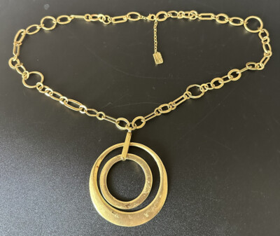 Karine Sultan Paris Eiffel Tower Logo Charm Gold Tone Necklace Massive 32 