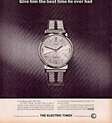 Vintage Print Ad 1964 Timex Watch, The Electric Timex Best Time He Ever Had