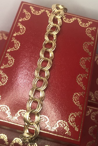 Bracciale oro giallo 14 kt doppia tripla maglia intrecciata cordino catena 14 grammi 7,5” - Foto 12 di 15
