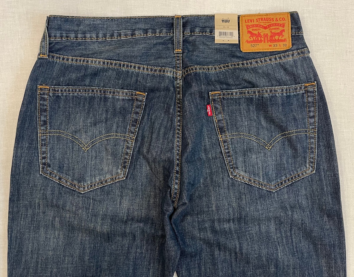 ゆうLevi's 527ストレートデニム W33 L32 ブルー New Levis 527 Slim Bootcut Mens Jeans 33X32 #0239 Dark Blue