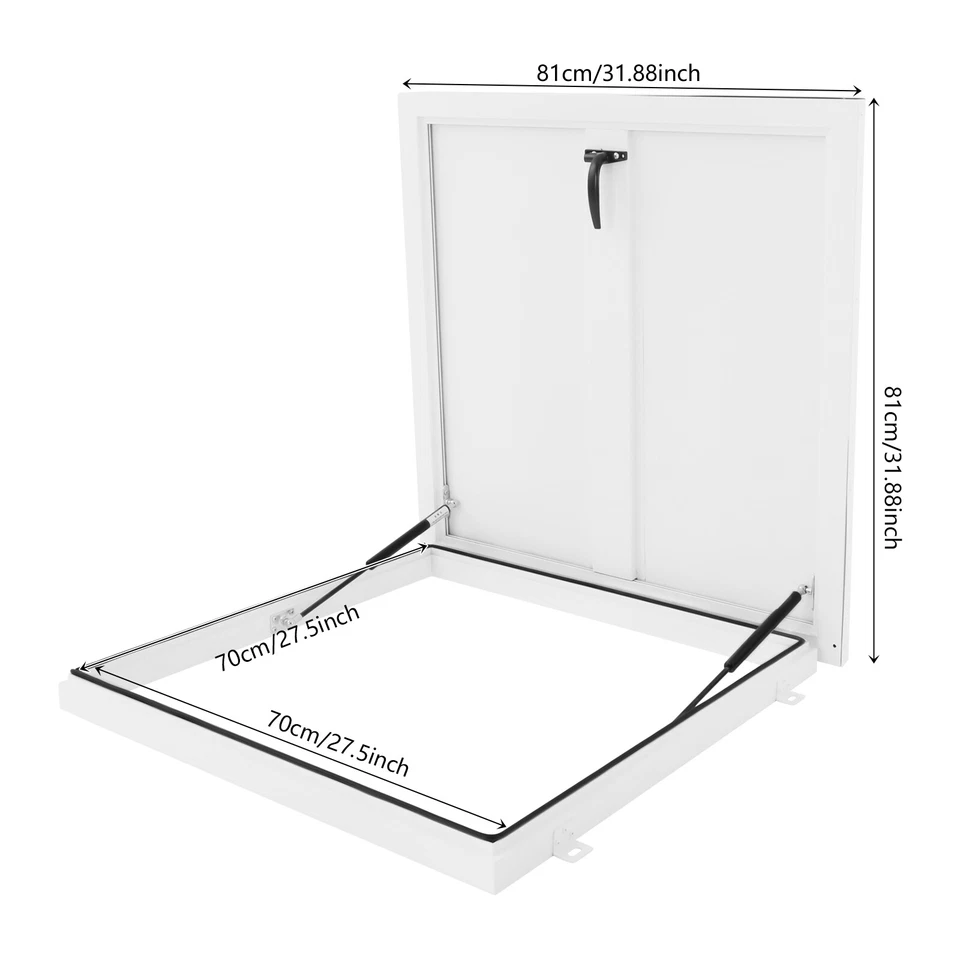 Aluminum Alloy Roof Hatch 27.5*27.5in Roof Access Hatch Roof Security Door White - Image 4 of 4