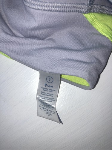 Ivivva By Lululemon Crop Legging Grey And Neon Yellow Size 7 - Picture 5 of 5
