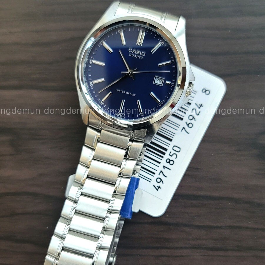 Casio Analog Silver Blue Metal Band Men Watch Original New MTP