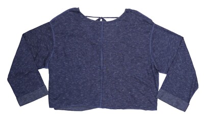 BCX Junior's Exposed Seam Long Sleeve Pullover Low Back Top XL NWT Blue