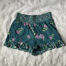 Justice Girl  s Green Floral Print Shorts Size 16/18