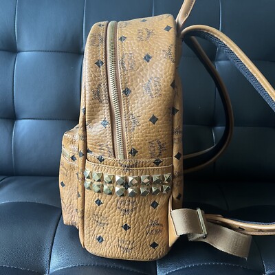 MCM Women's Small Stark Side Stud Visetos Backpack - Cognac MCM Women's Small Stark Side Stud Visetos Backpack - Cognac