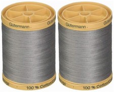 Gutermann 2-Pack Natural Cotton Thread Solids 876 Yards Each - Grey