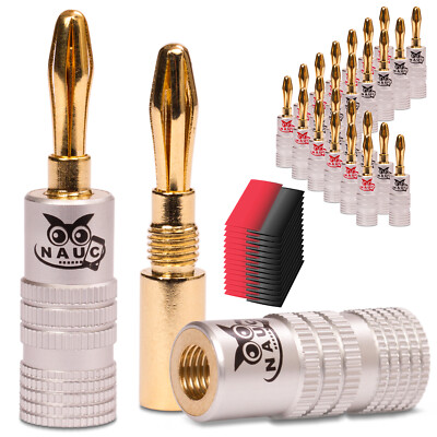 Bananenstecker 24K vergoldet Schrumpfschlauch 28x NAUC High End Steckverbinder