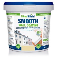Exterior Wall Coating 15 Year - One Coat - SMOOTH Masonry Paint 12 Colours
