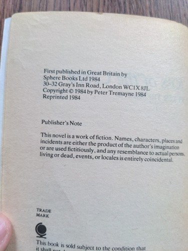 Kiss of the Cobra By Peter Tremayne 1984 Vintage Sphere Paperback Horror - 第 4/4 張圖片