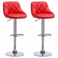2 X PU Leather Swivel Gas Lift  Bar Stools Kitchen,Breakfast, Pub Black, Grey UK