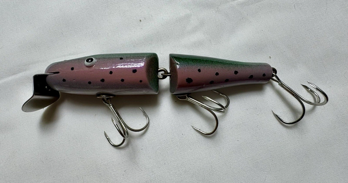 Leurre De Pêche Vintage Creek Chub Wiggle Tail – Jointé, Bois, Origine USA, Estampillé 9-7-20