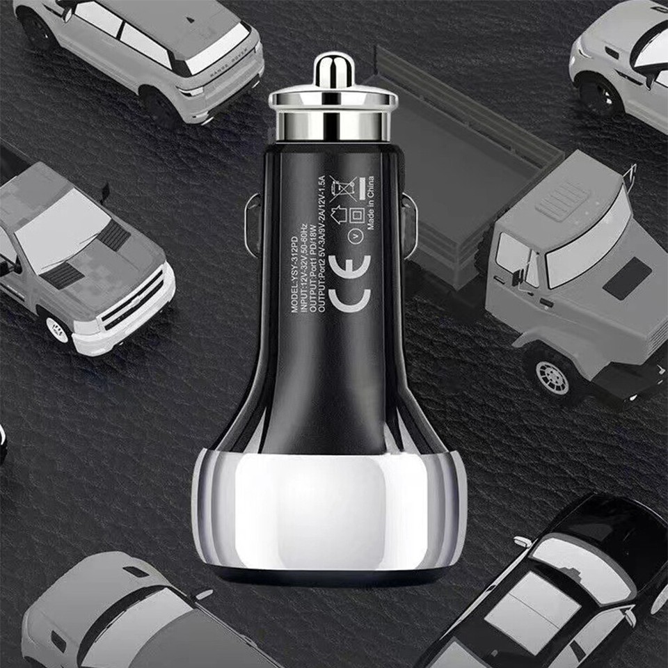 Dual Port Car Charger USB Auto Mobile Phone Fast Charging 12V To 24V