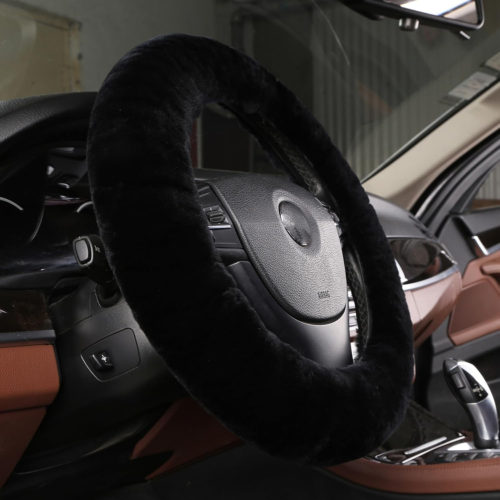 Fluffy Wool Car Steering Wheel Cover Genuine Sheepskin Steering Wheels Interior