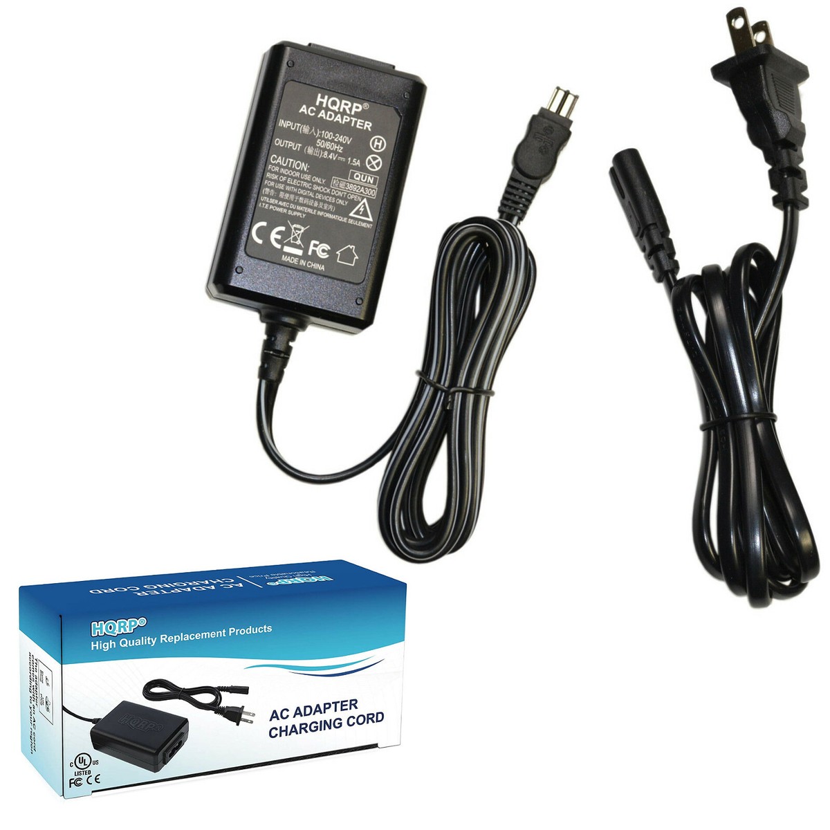 Cargador HQRP Para Videocámara Sony DCR-TRV140E, DCR-TRV145E, DCR-TRV238E – Adaptador AC 8.4V 1.5A – Reemplazo Fiable Y Seguro