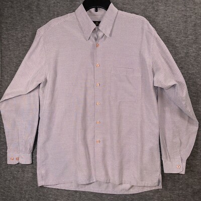 Bugatchi Uomo Mens Check Cotton Classic Fit Long Sleeve Casual Shirt Size M