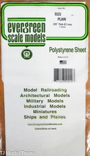 Evergreen Styrene #9020 Plain (3pcs) .020" Thick (.05mm) Polystyrene 6 x 12"