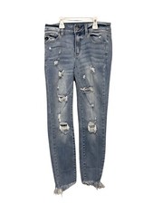 Kancan Women’s Denim Jeans Skinny Distressed Size 5/26 Light Wash Frayed Bottoms