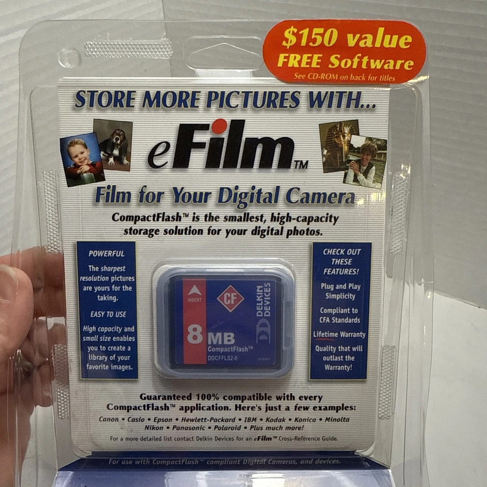 New Delkin 8 MB CompactFlash Card DDCFFLS2-8 + Digital Imaging Software Pack - Image 2 of 4