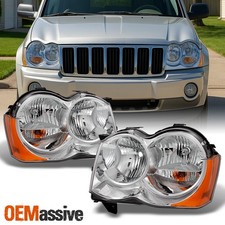 Fit 2008-2010 Jeep Grand Cherokee Halogen Headlights Light Lamps Left + Right