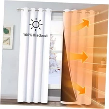  100% Blackout Window Curtain Panels, Cold 52"W x 84"L (Pack of 2) Pure White