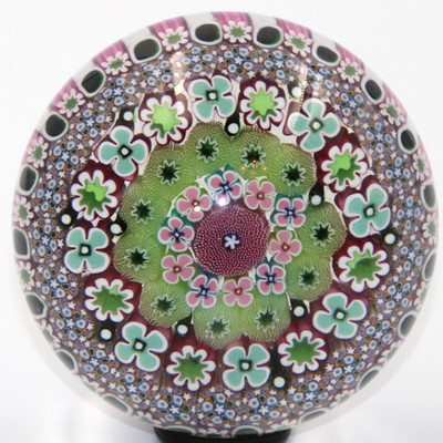 Large NOS Damon MACNAUGHT Stave Basket Concentric Art Glass Paperweight 3.3''